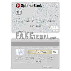 Kyrgyzstan Optima Bank fake visa card photoshop template PSD