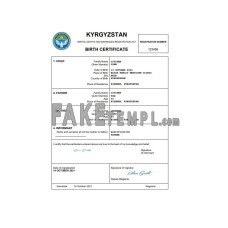 Kyrgyzstan fake birth certificate Word and PDF template