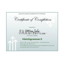 Netherlands language grammar fake certificate of completion photoshop template PSD