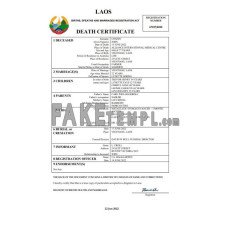 Laos vital record fake death certificate Word and PDF template