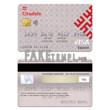 Latvia Citadele bank fake visa electron card photoshop template PSD