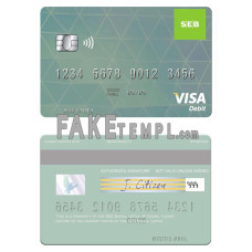 Latvia SEB Bank fake visa card photoshop template PSD