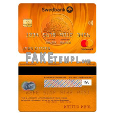 Latvia Swedbank fake mastercard photoshop template PSD