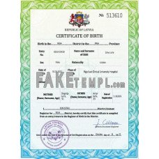 Latvia fake vital record birth certificate photoshop template PSD 