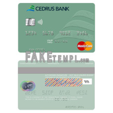 Lebanon Cedrus Bank fake mastercard photoshop template PSD