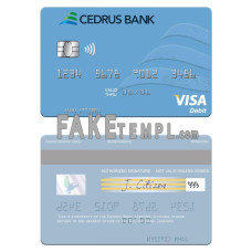 Lebanon Cedrus Bank fake visa card photoshop template PSD