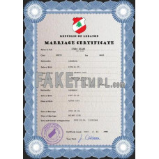 Lebanon fake marriage certificate photoshop template PSD 