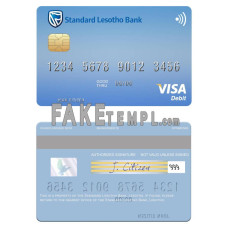 Lesotho Standard Bank fake visa card photoshop template PSD