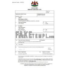 Lesotho fake birth certificate Word and PDF template