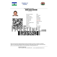 Lesotho fake electronic visa photoshop template PSD