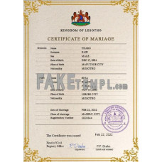 Lesotho fake marriage certificate photoshop template PSD 