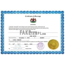 Lesotho fake marriage certificate Word and PDF template