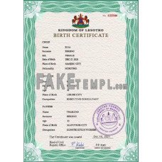 Lesotho fake vital record birth certificate photoshop template PSD 