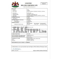 Lesotho vital record fake death certificate Word and PDF template