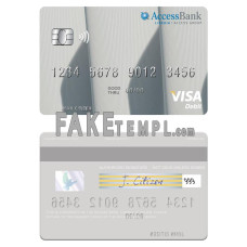 Liberia Access Bank fake visa card photoshop template PSD