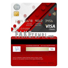 Liberia Central bank fake visa classic card photoshop template PSD