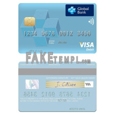 Liberia Global Bank fake visa card photoshop template PSD