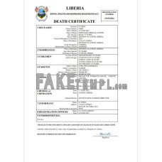 Liberia fake death certificate Word and PDF template