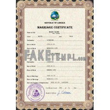 Liberia fake marriage certificate photoshop template PSD 