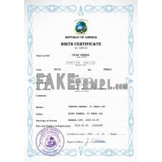 Liberia fake vital record birth certificate photoshop template PSD