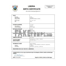 Liberia vital record fake birth certificate Word and PDF template