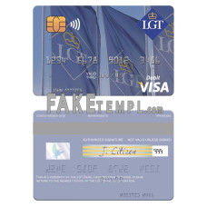 Liechtenstein LGT Bank fake visa card photoshop template PSD