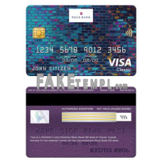 Liechtenstein Neue bank fake visa classic card photoshop template PSD