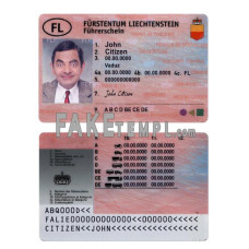 Liechtenstein fake driving license photoshop template PSD