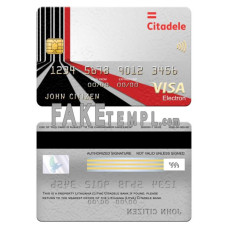 Lithuania (Litva) Citadele bank fake visa electron card photoshop template PSD