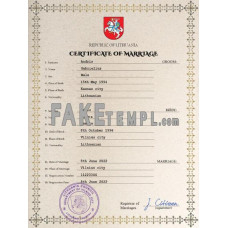 Lithuania fake marriage certificate photoshop template PSD 