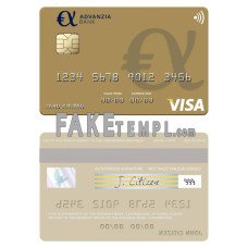 Luxembourg Advanzia Bank fake visa credit card photoshop template PSD 