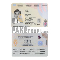 Luxembourg fake identity card photoshop template PSD 