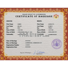 Luxembourg fake marriage certificate photoshop template PSD 