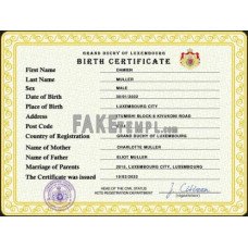 Luxembourg fake vital record birth certificate photoshop template PSD 