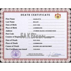 Luxembourg fake vital record death photoshop certificate PSD