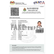 Malaysia fake e-visa photoshop template PSD