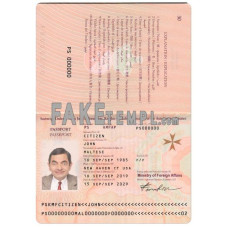 Malta fake passport photoshop template PSD, 2019 – present