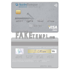 Madagascar AccèsBanque fake visa card photoshop template PSD