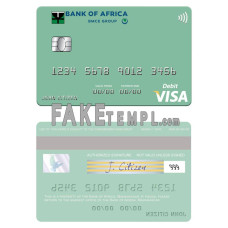 Madagascar Bank of Africa fake visa credit card photoshop template PSD