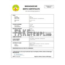 Madagascar vital record fake birth certificate Word and PDF template, completely editabl