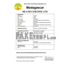 Madagascar vital record fake death certificate Word and PDF template