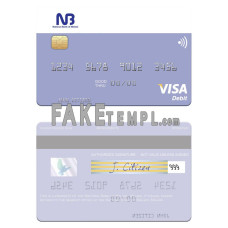 Malawi National Bank fake visa card photoshop template PSD