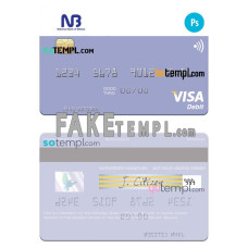 Malawi National Bank fake visa card photoshop template PSD