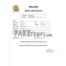 Malawi fake birth certificate Word and PDF template