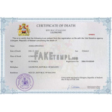 Malawi fake death certificate photoshop template PSD 