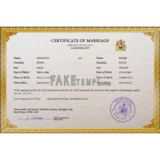 Malawi fake marriage certificate photoshop template PSD 