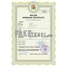 Malawi fake marriage certificate Word and PDF template