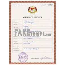 Malaysia fake death certificate photoshop template PSD 