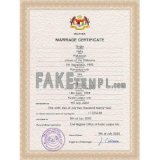 Malaysia fake marriage certificate photoshop template PSD 