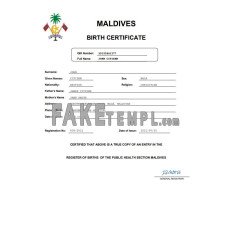 Maldives fake birth certificate Word and PDF template